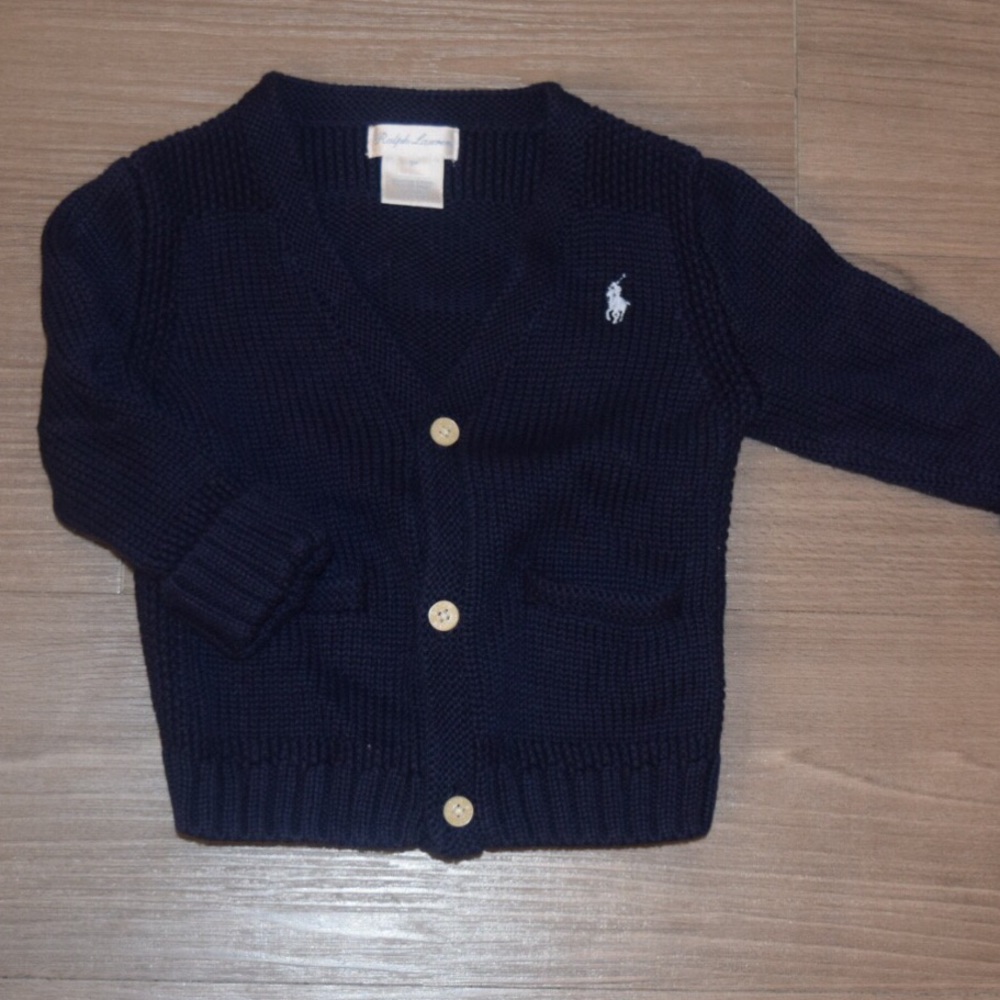 Navy blue Ralph Lauren cable knit sweater, 9months